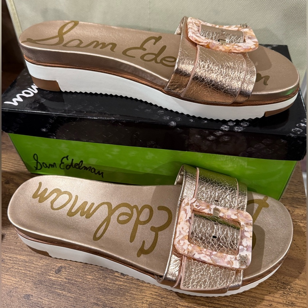 San Edelman Ariana Champagne Les Sandals Women’s Size 7.5 New